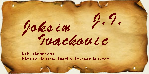 Joksim Ivačković vizit kartica